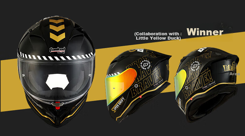 Tanked Racing Motorcycle Helmet, Full-Face T153S Black Future Technology [Duck Co-Branded Edition], XL 18