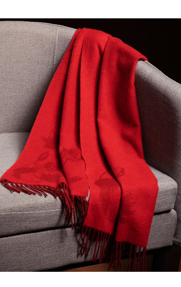 Hengyuanxiang Women's Cashmere Scarf Autumn Winter Double-Sided Warm Wool Neck Warmer Qi Ji Red Birthday New Year Gift 8