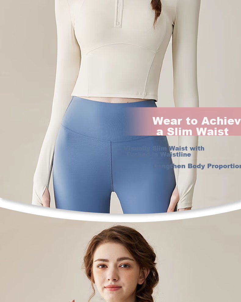 XUEXIMAN Yoga Top Jacket Women with Chest Pad Half Zipper Autumn Winter Slim Fit Long Sleeve Workout Pilates Fitness Apparel 6