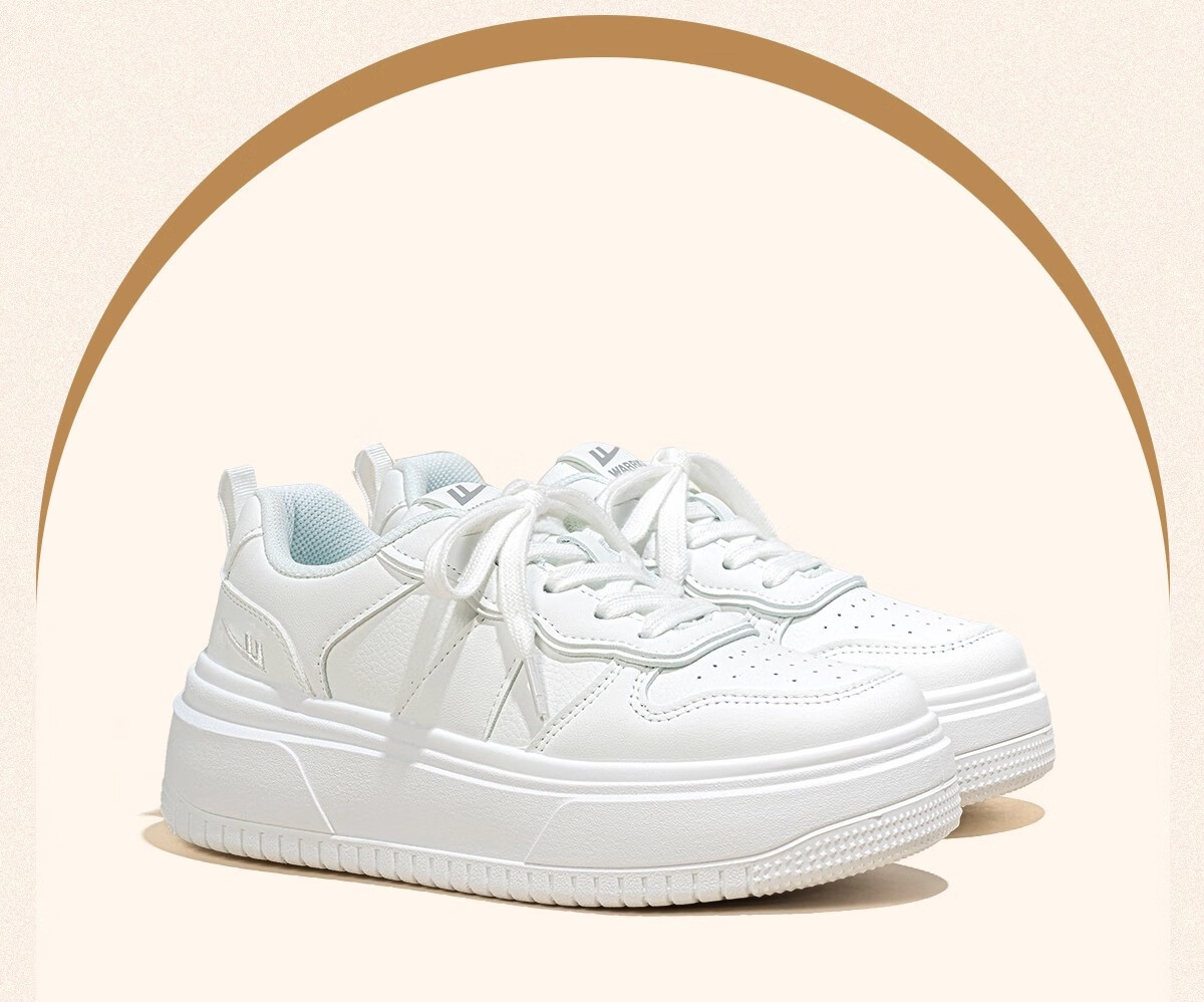 Warrior Women's Shoes, White Sneakers, Skateboard Shoes, New Spring 2026 Leather Dad Shoes, Thick-Soled Heightening Versatile Casual Sports Shoes 4