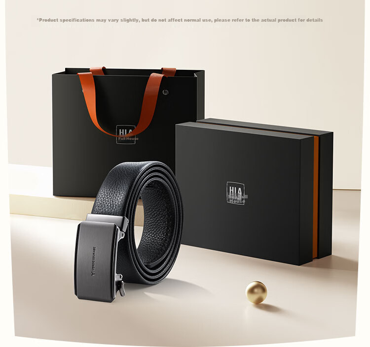 HLA Men's Belt, Birthday Gift, Automatic Buckle, Top-Grain Leather, Gift Box Packaging, New Style, Birthday Present for Husband Or Father 14