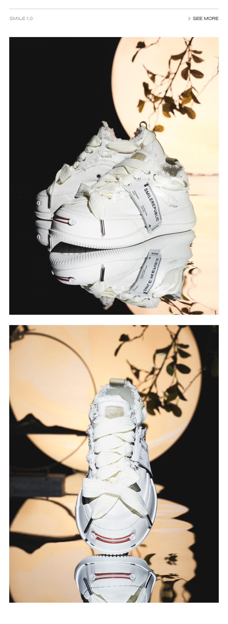 Smilerepublic Cream Low-top Replaceable Smile Thick-soled Shoes Cream White 39 2