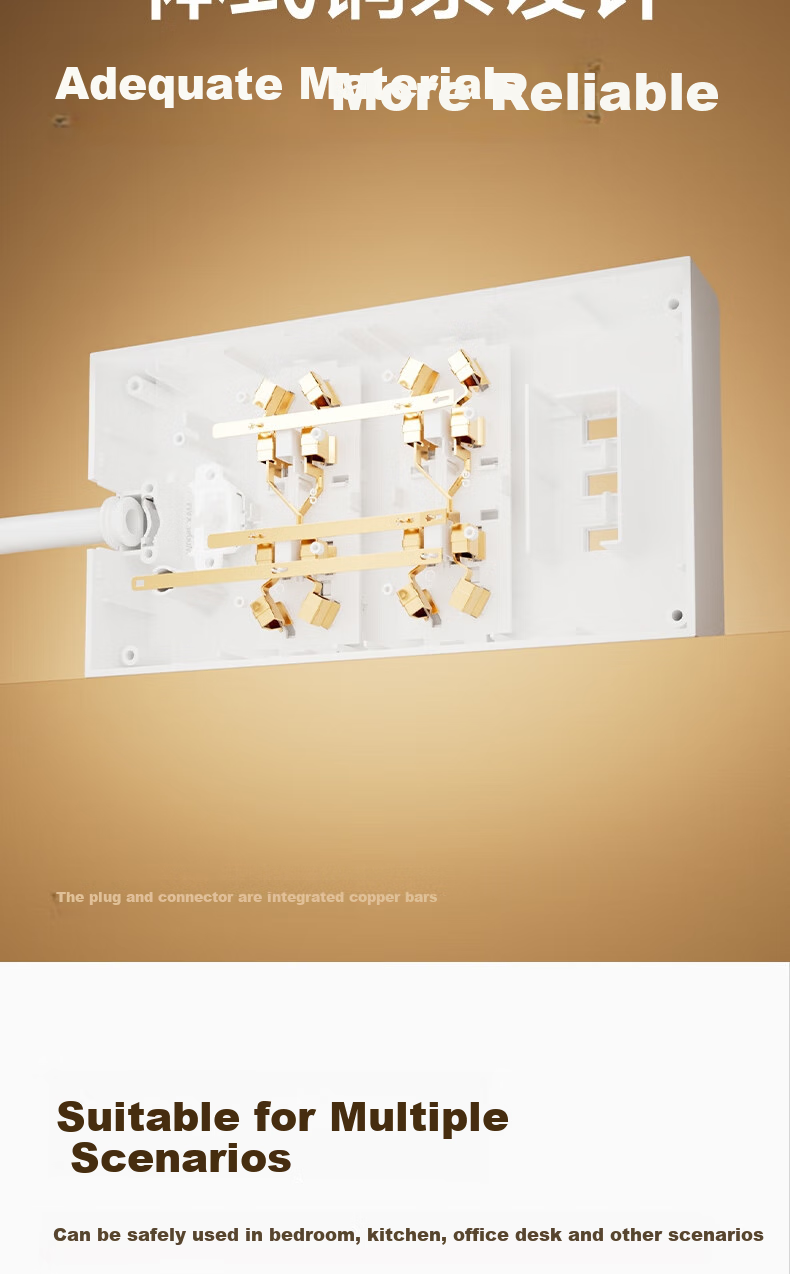 Deli USB Smart Power Strip, Extension Cord/Power Bar/Outlet Strip, 3 USB Ports + 6 5-Prong Outlets, Master Switch 2 Meters, Child Safety Lock, 18284 9