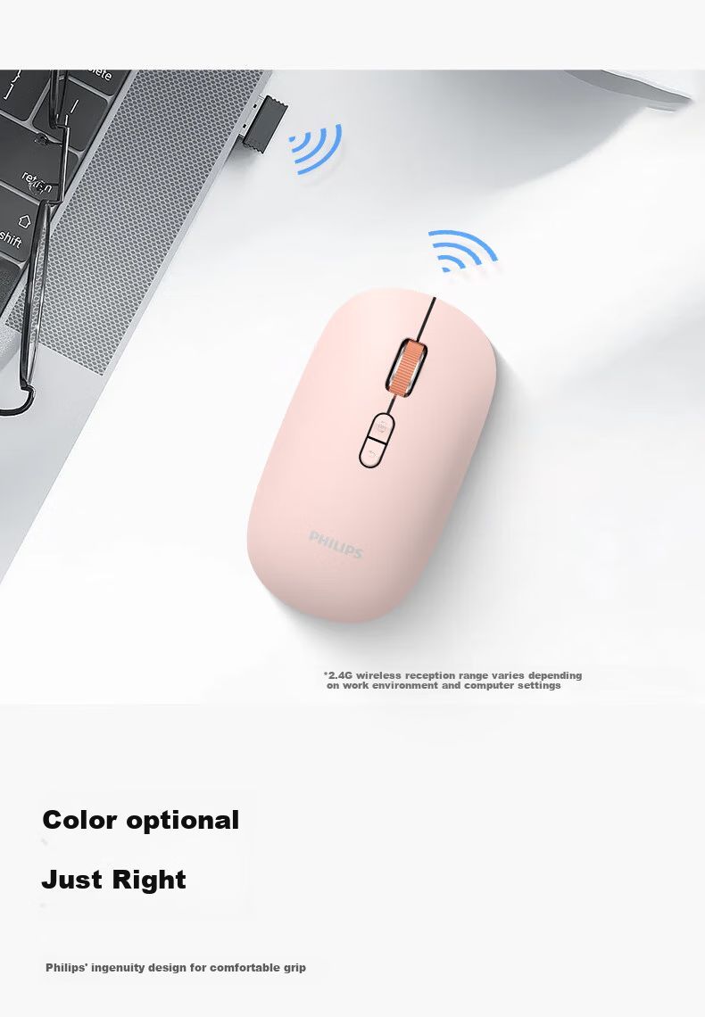 PHILIPS SPK7538 Wireless Bluetooth Mouse Multi-Device Connection Quiet Office Mouse Ergonomic for Apple Mac Desktop Computer Laptop Universal Enterprise Procurement White 5