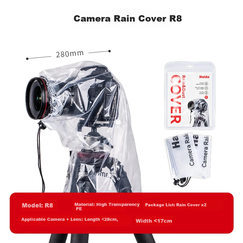 Haida Camera Rain Cover, Waterproof Case, Fully Transparent Raincoat, Protects Camera, Outdoor Shooting in Rainy Days, Suitable for Various Brands of Cameras, R8 Two-Piece Set