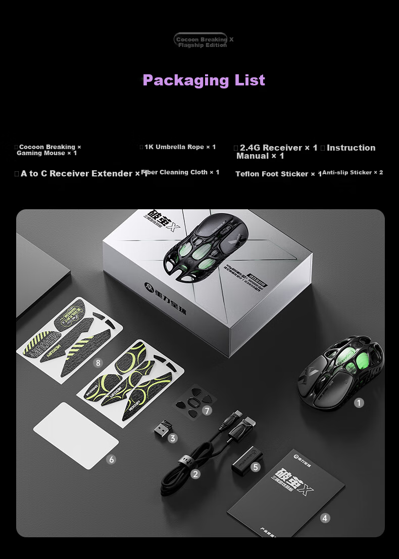 GravaStar Wireless/wired Bluetooth Gaming Mouse, Three-Mode Mouse for Home And Office Use, 56g Lightweight Long Battery Life Hollow Mouse, Chaojia X AIR Exploration Black 14