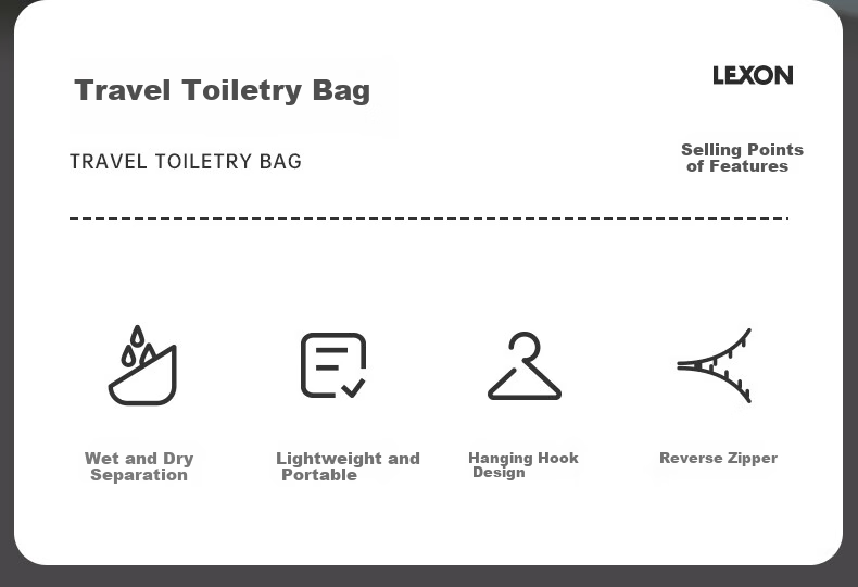 LEXON Travel Storage Bag Toiletry Bag for Men, Business Trip Accessory Bag for Women, Portable Multifunctional Cosmetic Bag, Gray-Blue Color 2
