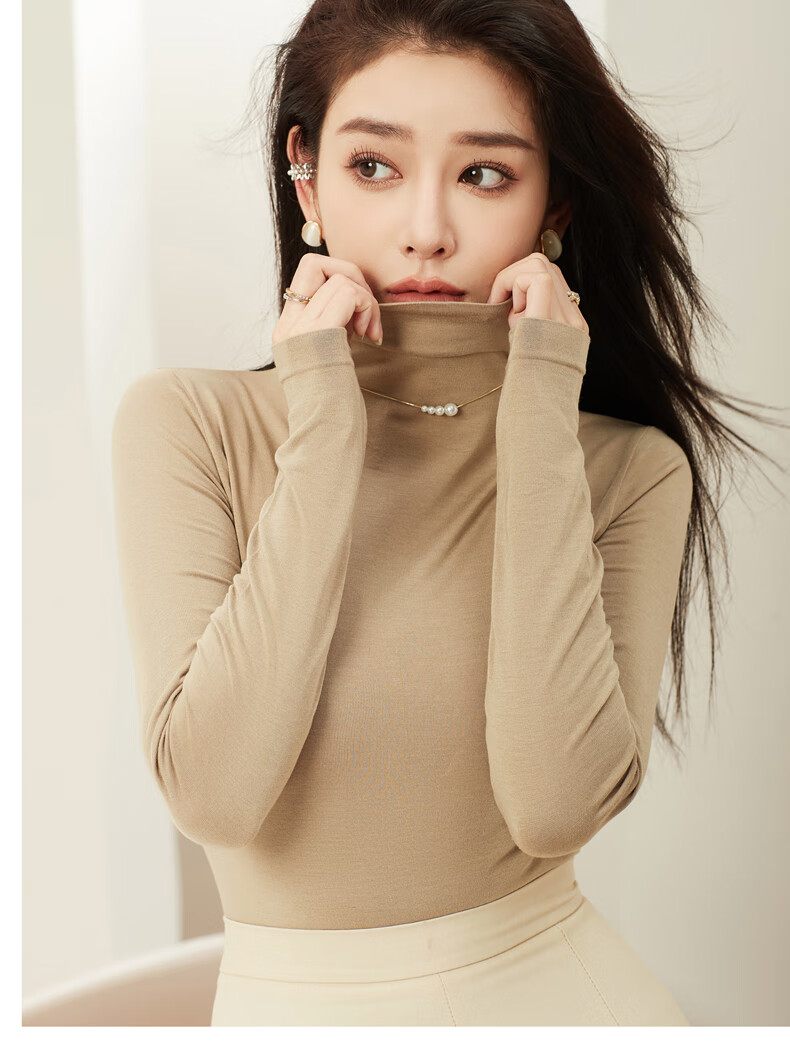 SNOWFLYING Turtleneck Wool Thermal Base Layer Women's Black Long Sleeve Autumn Winter Top 8