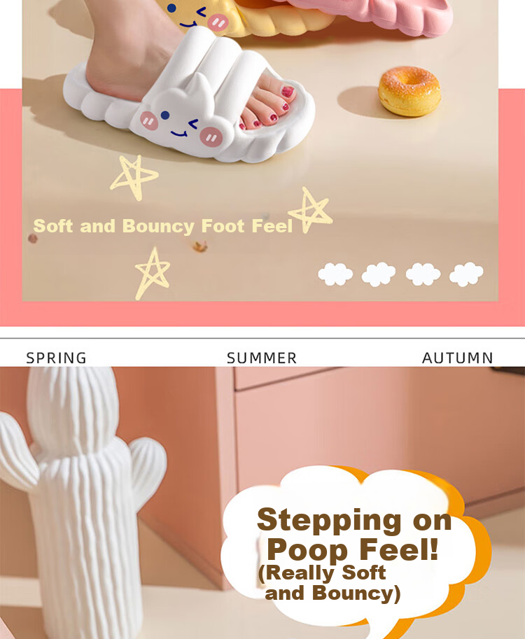 IQGD Women's Slippers, Comfortable Outdoor And Indoor Sandals, Fashionable Thick Soft Sole, Ice Cream - Milk White, Size 38-39 4