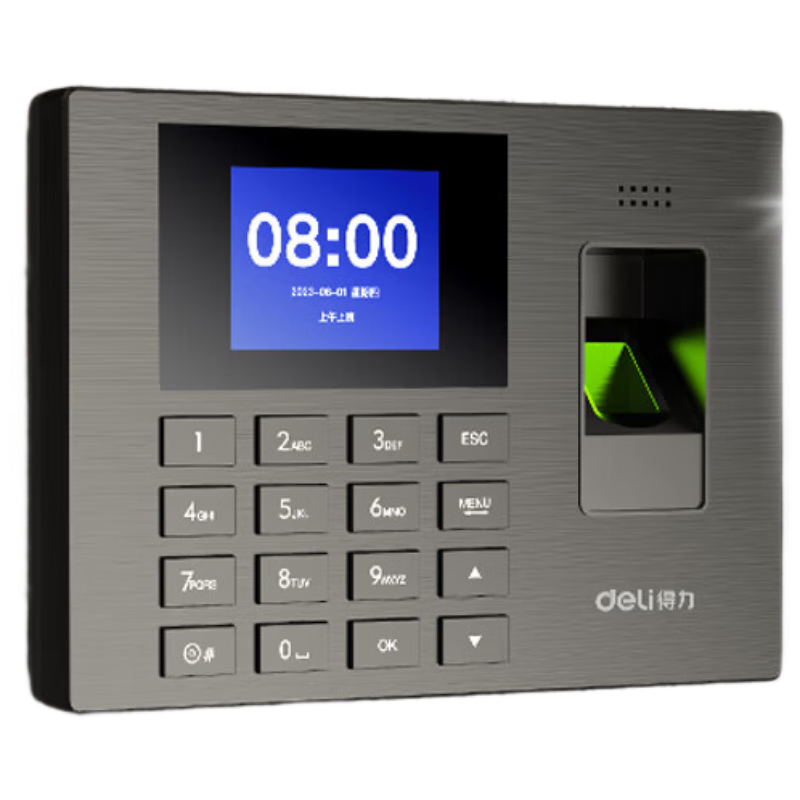 Deli AH100 Fingerprint Attendance Machine 1200 Prints 36 Departments Large Capacity Sensitive Optical Fingerprint Recognition TFT Color LCD