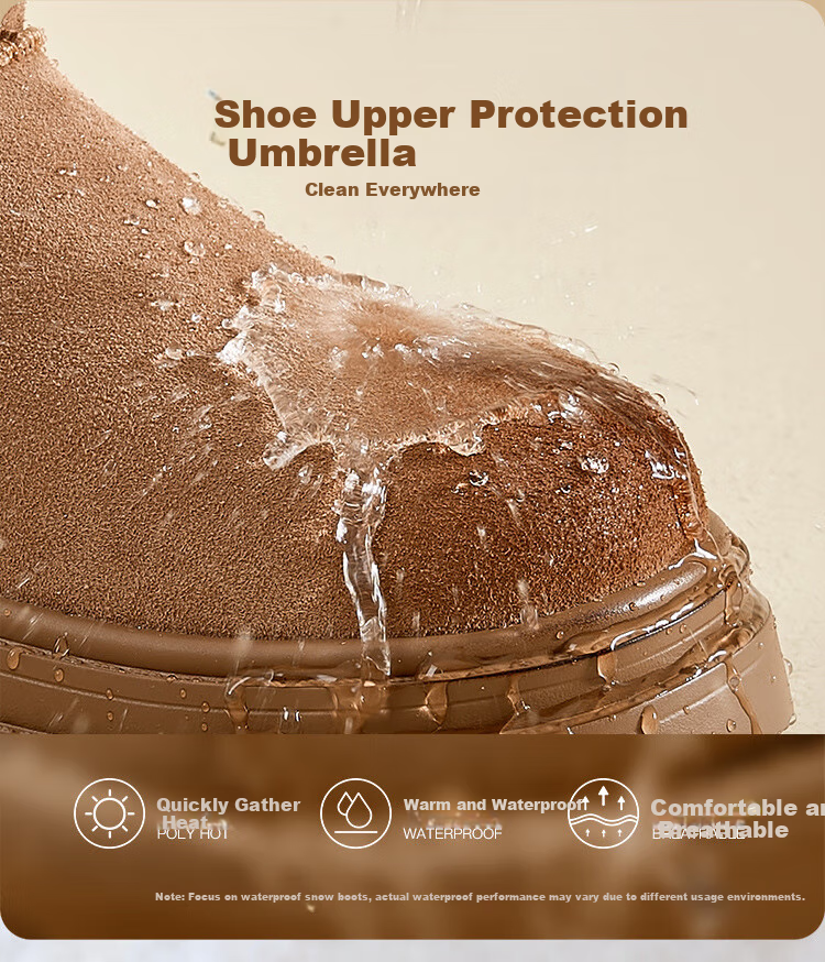 ZHR Women's Thick-Soled Winter Snow Boots with Fleece Lining, Warm Short Boots, Versatile Northeast Cotton Shoes JT72 Camel Color Size 38 6
