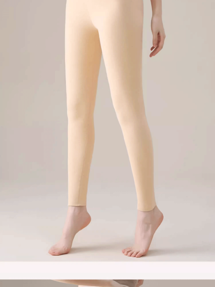 Ziyouxi Women's Autumn Winter High-Waist Thermal Wool and Silk Antibacterial Fleece-Lined Leggings 10A 15