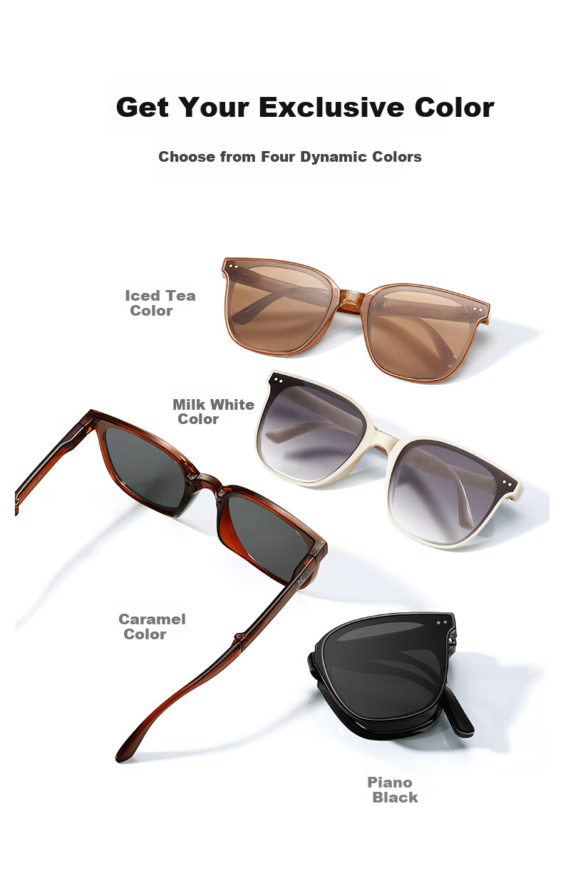 LOHO Folding Sunglasses for Men, Polarized Sunglasses, Ultra-Light, for Driving And Cycling, Protective Eyewear, Square Frame Glasses, UV Protection, Anti-Glare, Gift 7