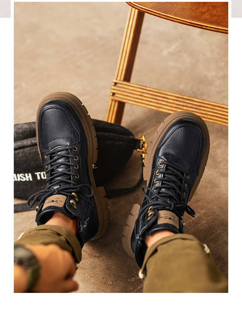 G.N.Shi Jia [Zhang Ruoyun Style] Men's Autumn Winter New Retro British Martin High-top Durable Work Boots 10