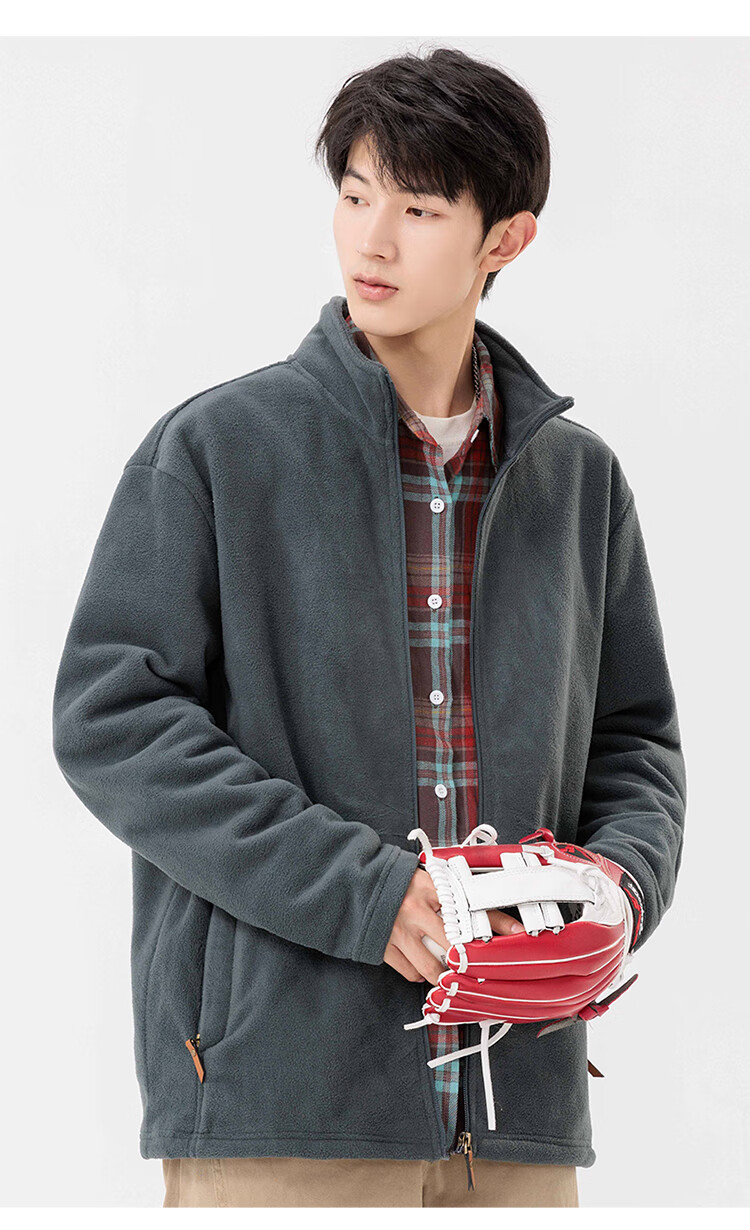 JEEP SPIRIT Men's Fleece Jacket Autumn Winter Casual Outdoor Jacket 2438 Gray M 8