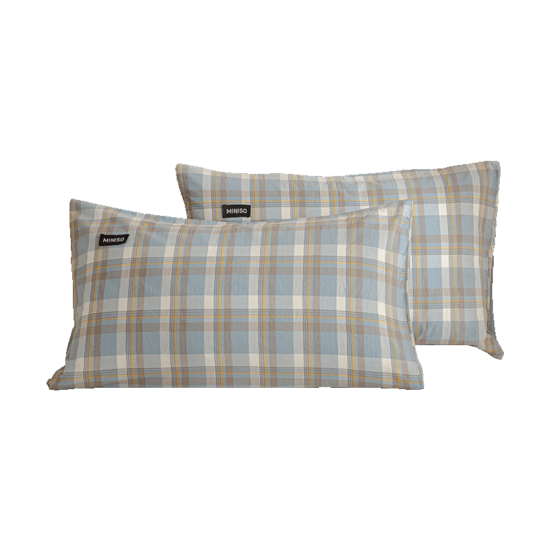MINISO 100% Pure Cotton Pillowcase Set of Two, All-Cotton Woven Washed Cotton Pillow Protector Cover, Pillowcase Set of Two, 48*74cm