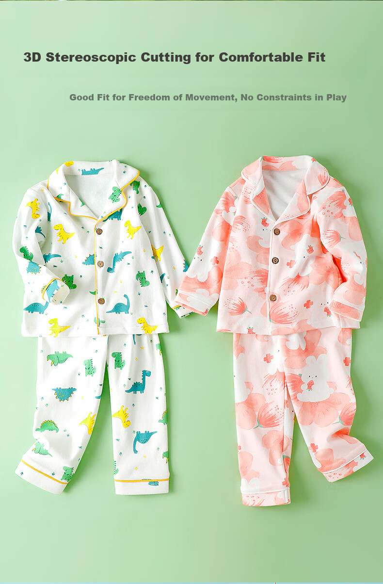 YISHUANGER Children's Homewear Set Girls Pajamas Air Conditioning Clothes Summer Thin Baby Boys Blooming Flower 120 2