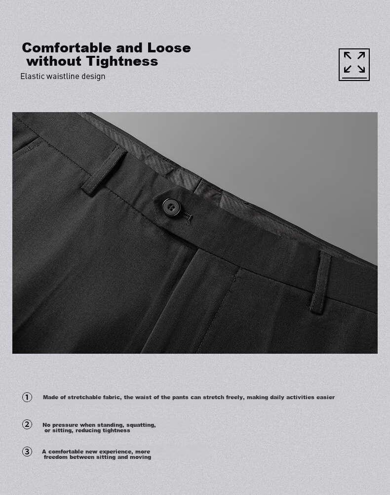 FIRS Men's High-Waist Wrinkle-Free Business Dress Pants, Casual Trousers, Professional Formal Wear, Dad's Elastic Straight-Leg Pants 1