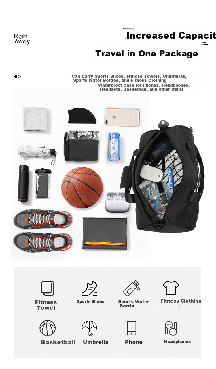 Lehuolvxing Gym Bag with Wet And Dry Separation, Men's Swimming Sports Basketball Backpack, Training Badminton Travel Handheld Luggage Bag for Me 3