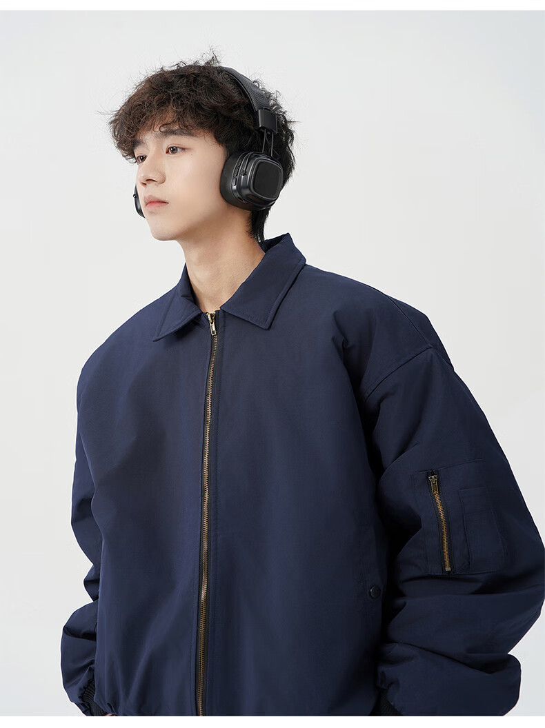 MMOPTOP Men's American Style Flight Jacket Autumn Winter Fashion Loose Casual Coat MJK10 Navy Blue 3XL 12