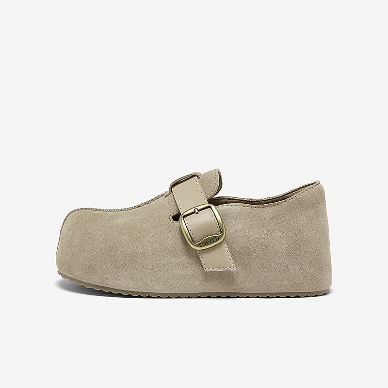 Bata 26 Spring Birkenstock Fashion Simple Retro Casual Women's Flats E7333AM6 Apricot 35