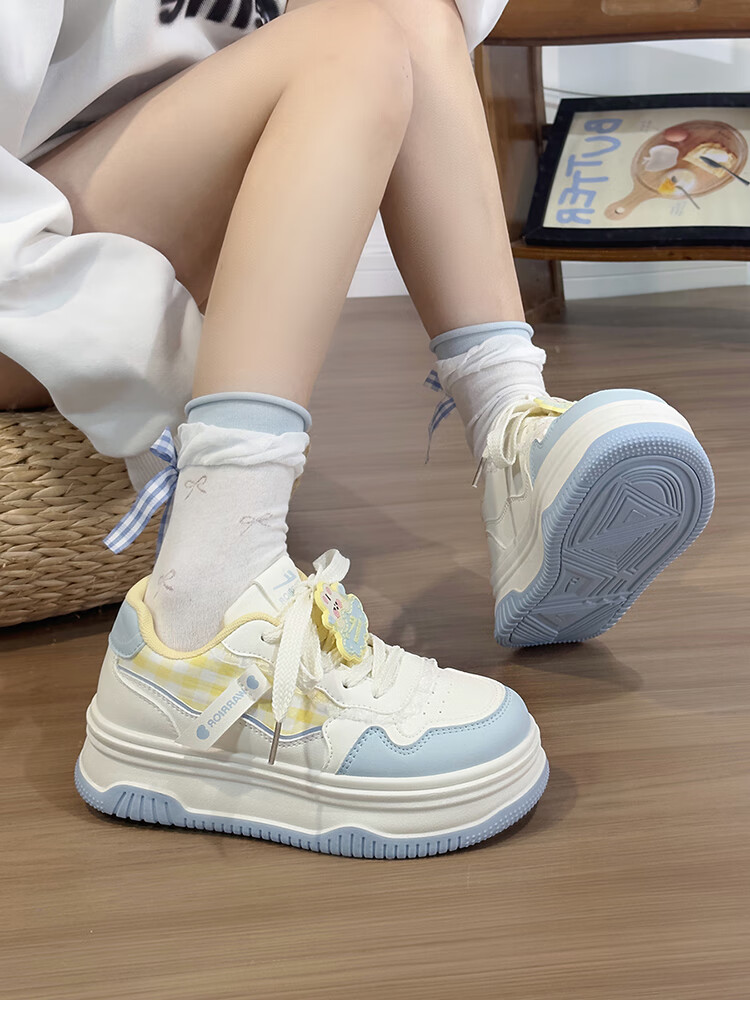 Huili Blue And Pink Sweet Girl Sneakers for Women, New Fashion Versatile Student Platform Korean-Style Casual Shoes, Black And Pink, Size 35 13