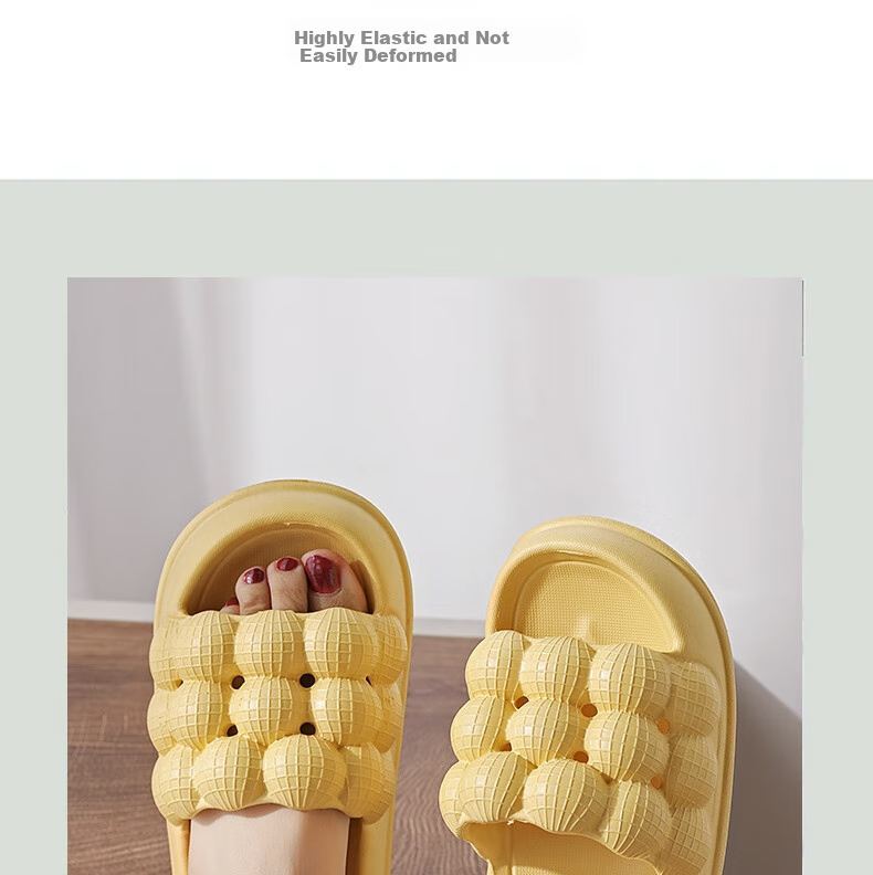 Huamei Comfortable Step-on-Cloud Couple Slippers Indoor Outdoor Non-Slip Thick Sole Soft Elastic HM2288 Yellow Size 40-41 9