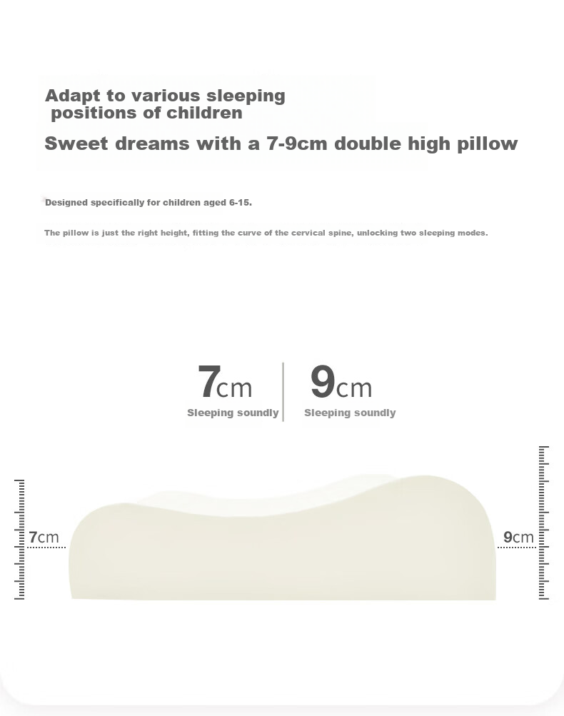 JaCe Children's Latex Pillow, Imported from Thailand, 96% Natural Latex, Class A Pillow Core, for Ages 6-15, White 11