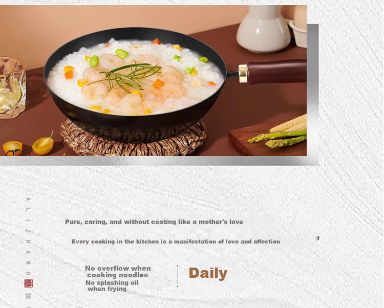 Zhangzhuangyuan Authentic Handmade Zhangqiu Large-Bellied Iron Wok, Official Flagship Store, Household Stir-Fry Pan, Non-Coated Non-Stick Wok, 28CM 4