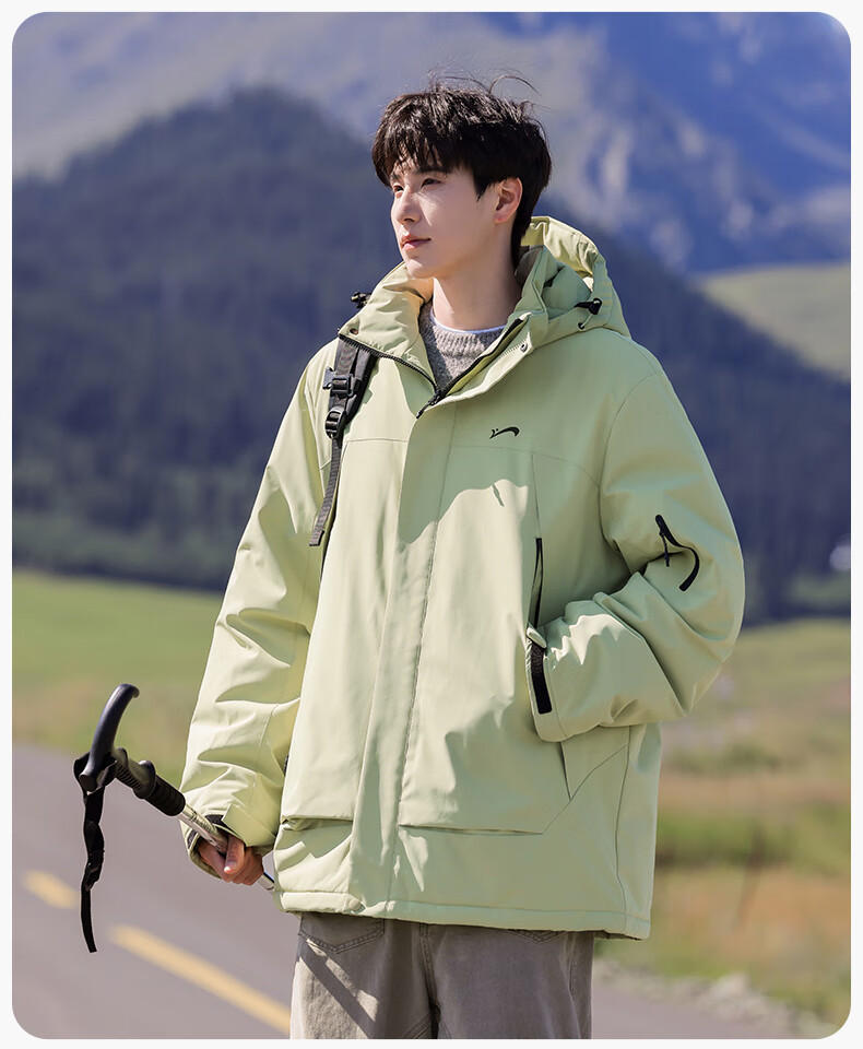 Guirenniao Men's Workwear Cotton Jacket Winter New Thickened Cold-Resistant Hooded Khaki L 7