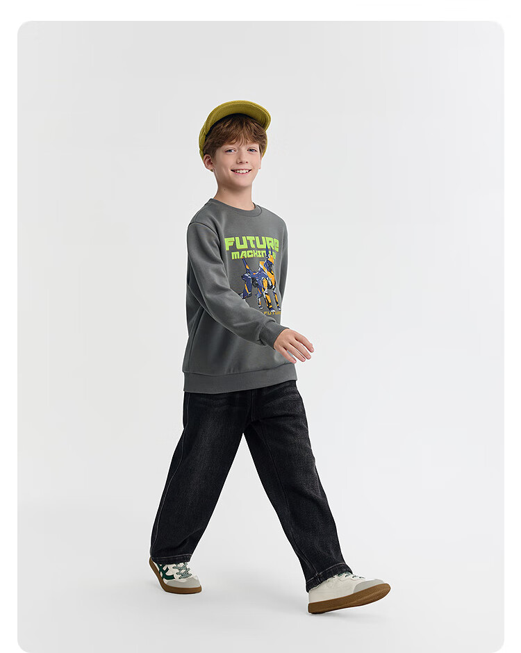 BALABALA balaOne Boys' Fleece-Lined Warm Casual Sweatshirt 2025 Winter Kids' Clothing 208425121101 2
