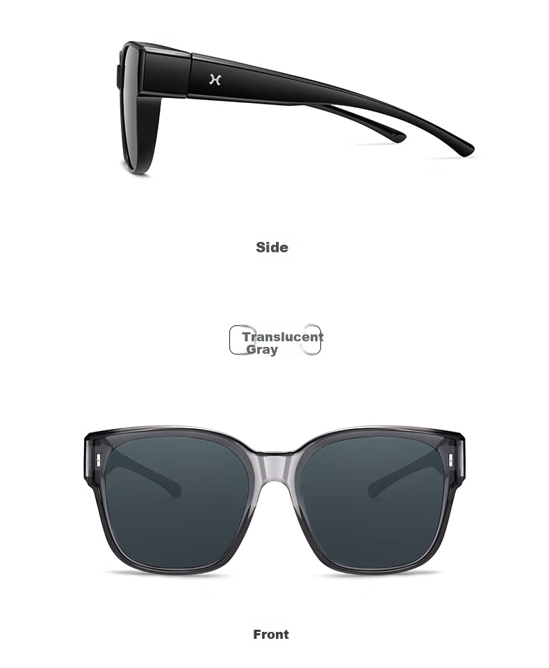LOHO Polarized Sunglasses for Women And Men with Prescription Lenses, UV Protection, Driving Glasses, Transparent Gray 8
