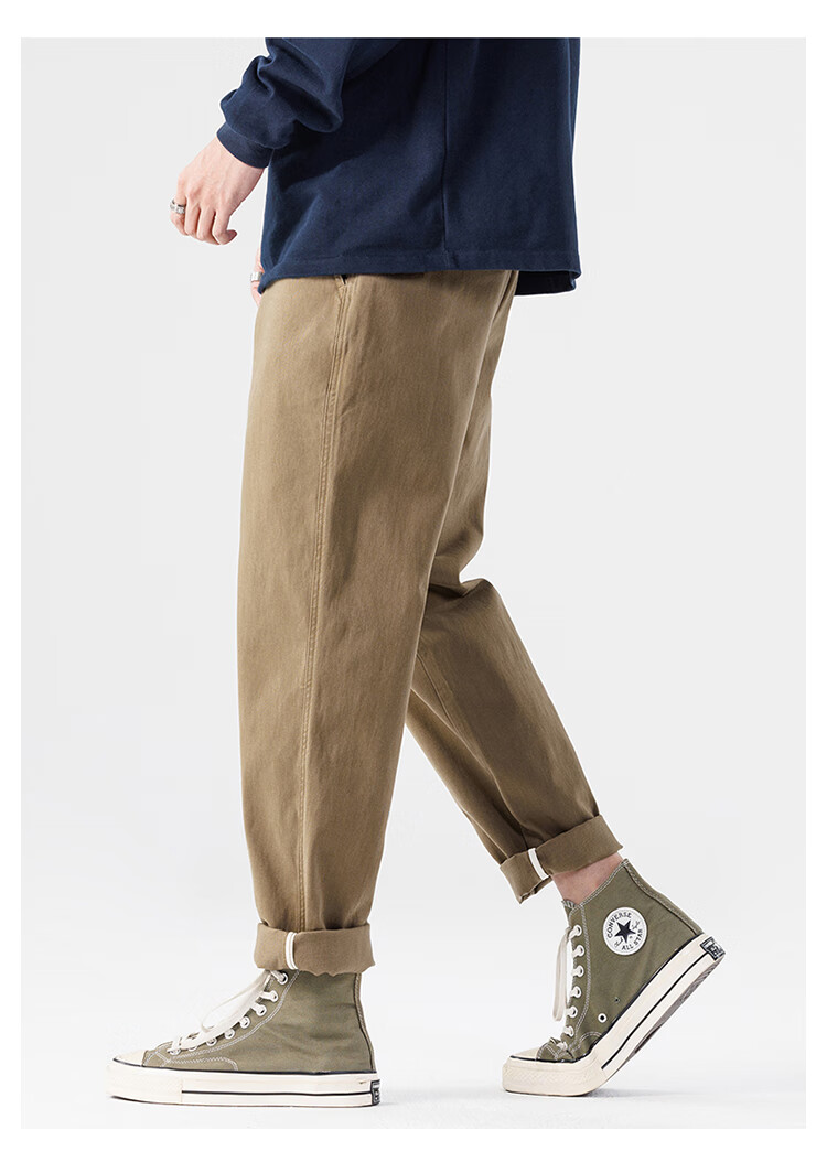 JEEP Casual Pants for Men, Loose-Fitting Trendy Spring And Summer High-End Straight-Leg Cargo Pants, Light Khaki, Size 28 14