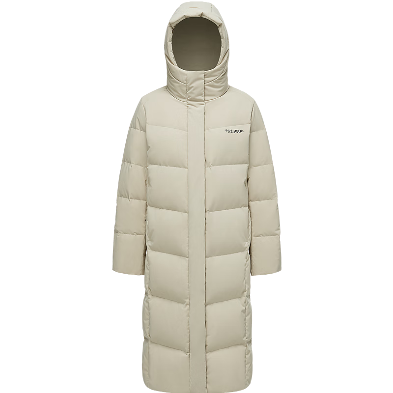 BOSIDENG 25-Year Winter Women's 90% Down Slim Fit Extra Long Casual Thickened Hooded Stand Collar Coat