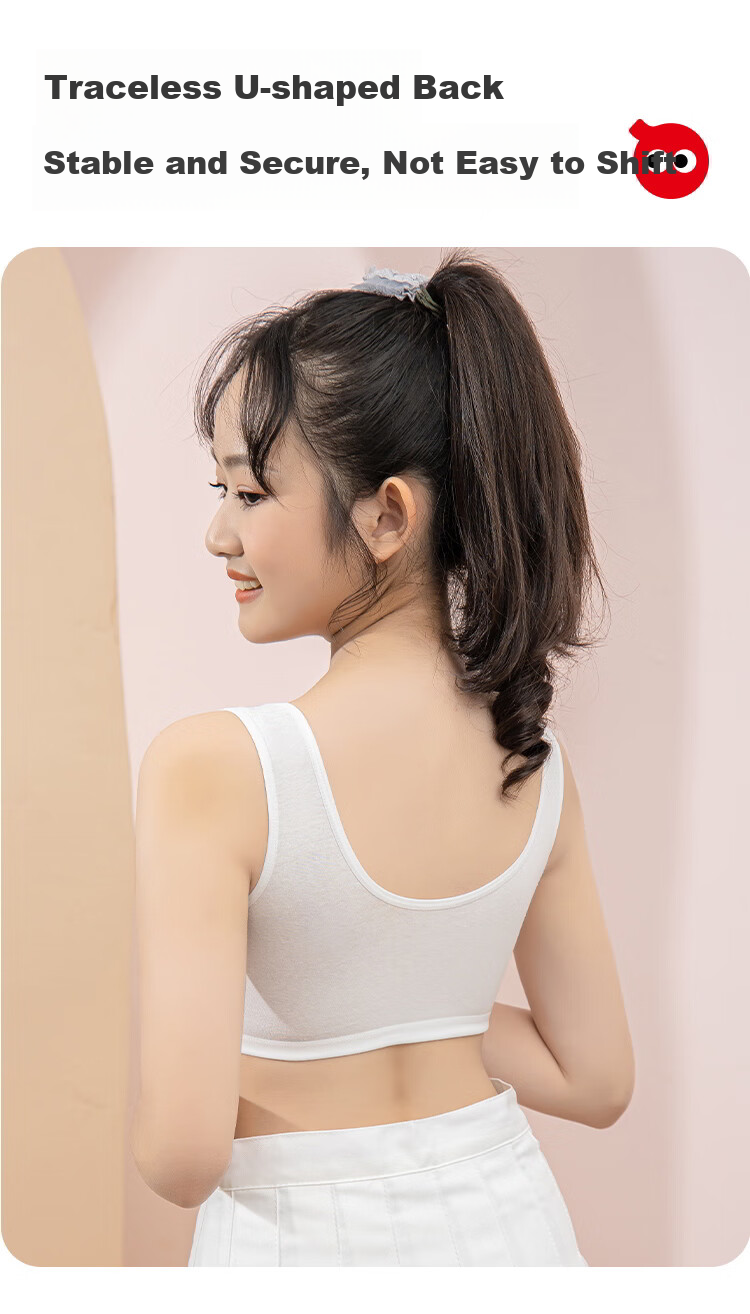 Hodo Girls' Underwear, Puberty Anti-Nipple Show Thin Breathable Bra, Elementary School Student Children's First Stage Camisole 9
