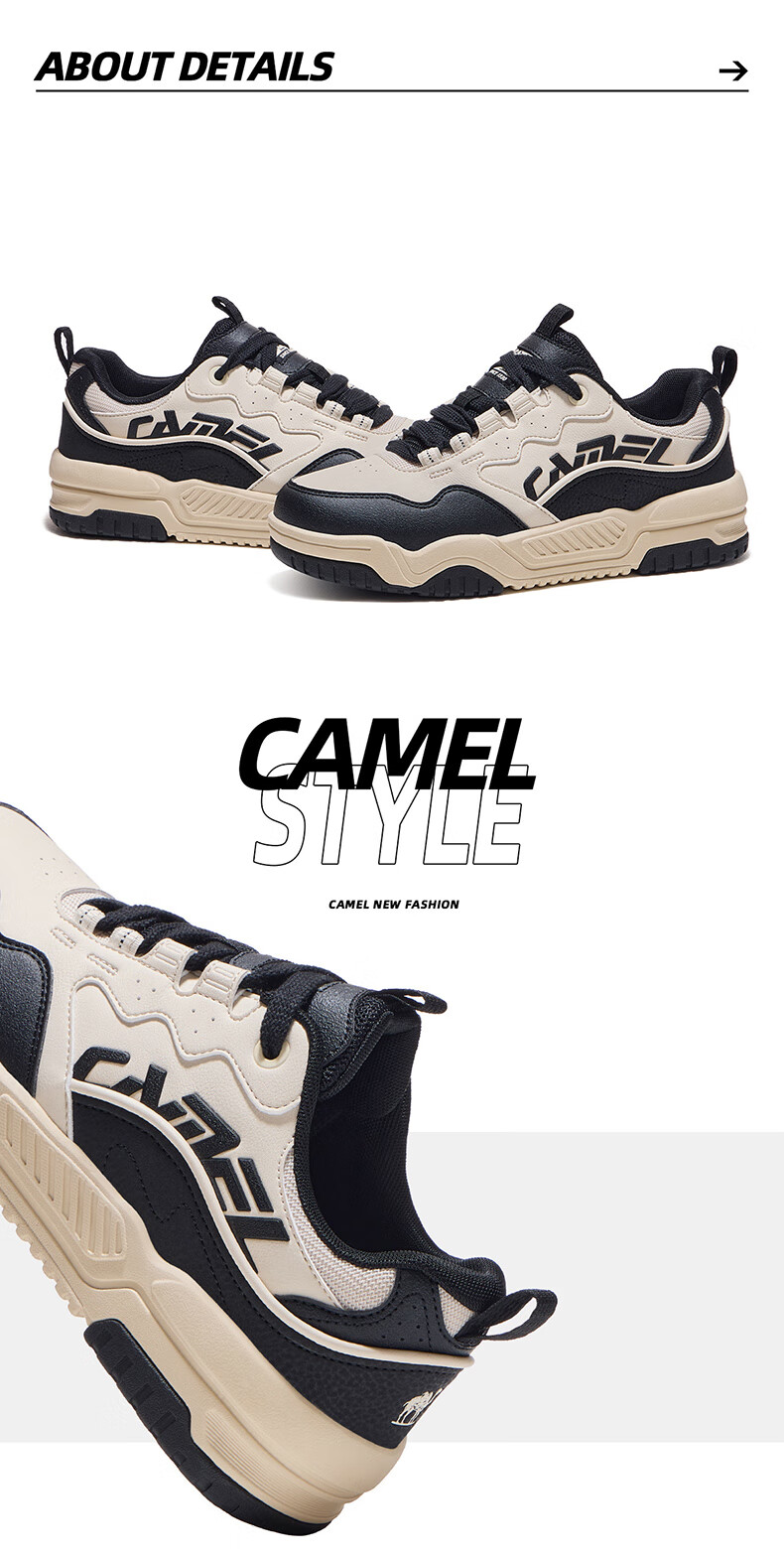 CAMEL Women's Shoes, Thick-Soled Height-Increasing Low-Top Casual Sports Sneakers, X25CX4L4037, Light Beige/brown, Size 37 14