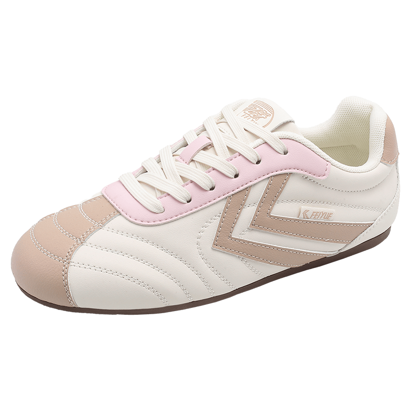 Feiyue Official Women's German Training Shoes 2026 Spring New Thin Sole Casual Racing Shoes Women Beige Pink Size 37