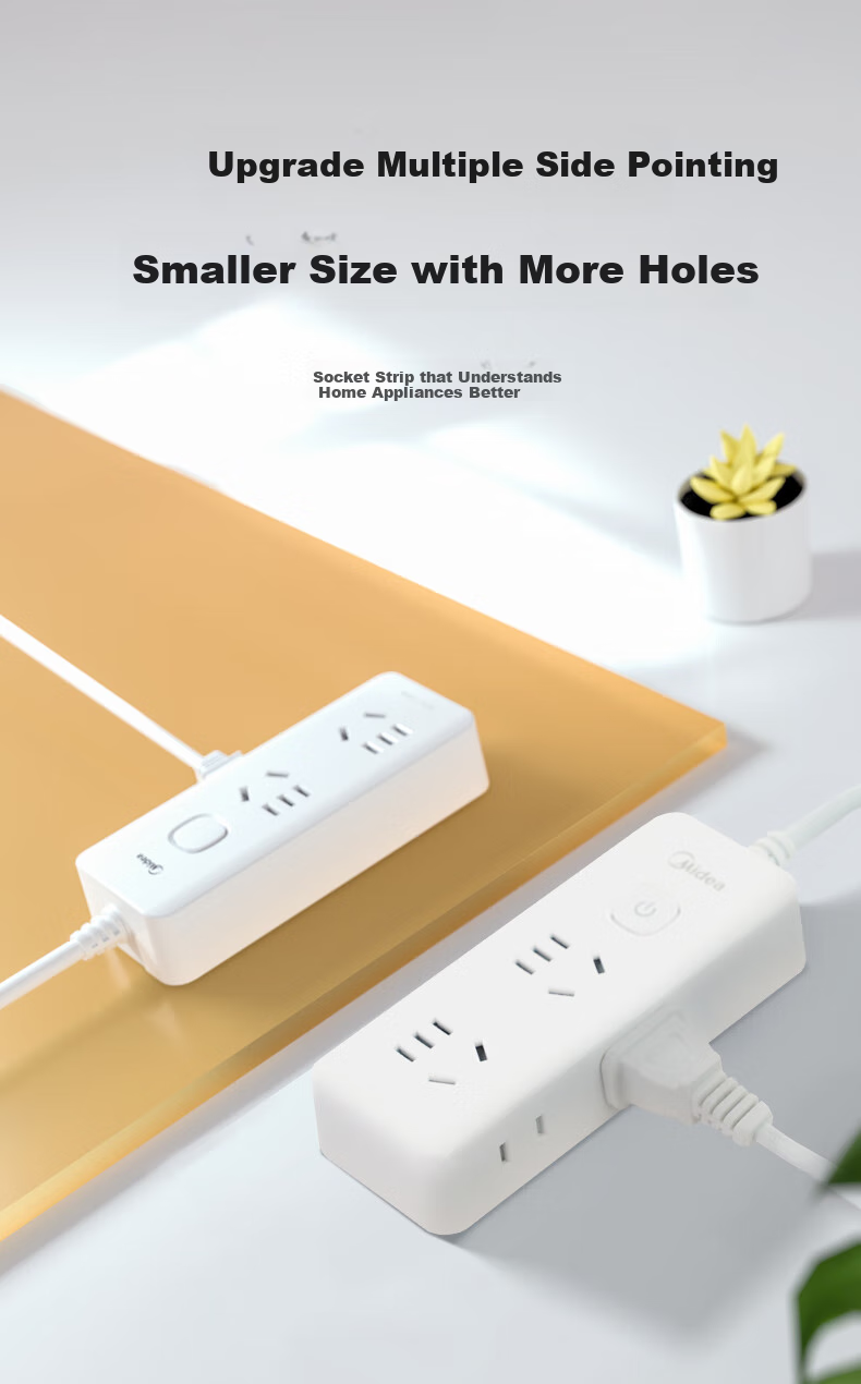 Midea New National Standard Power Strip with Switch/extension Cord/Power Bar/strip Board/terminal Block, Master Switch 4 Outlets Side Insert Full Length 1.8 Meters EP3KC25 2