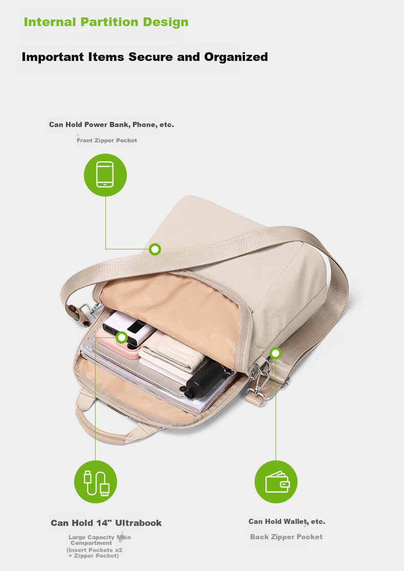 GOLF Women's Casual Backpack, 14-Inch Laptop Bag, Crossbody Bag, Travel Bag, Birthday Gift for Wome 12