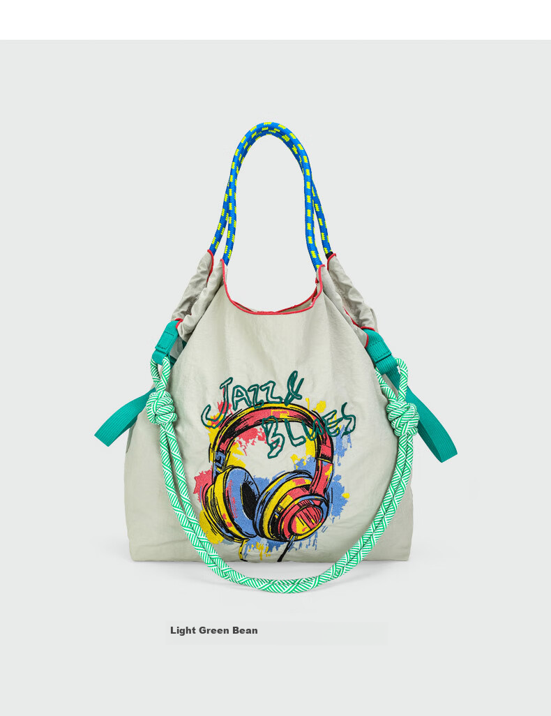 BIGCOWCOW Handbag, Embroidered Nylon Canvas Bag, Shopping Tote, Crossbody Women's Bag 14