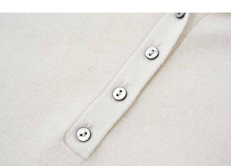Demana Plush 100% Wool Autumn Simple Style Hooded Shell Button Stretch Knit Sweater for Women 3