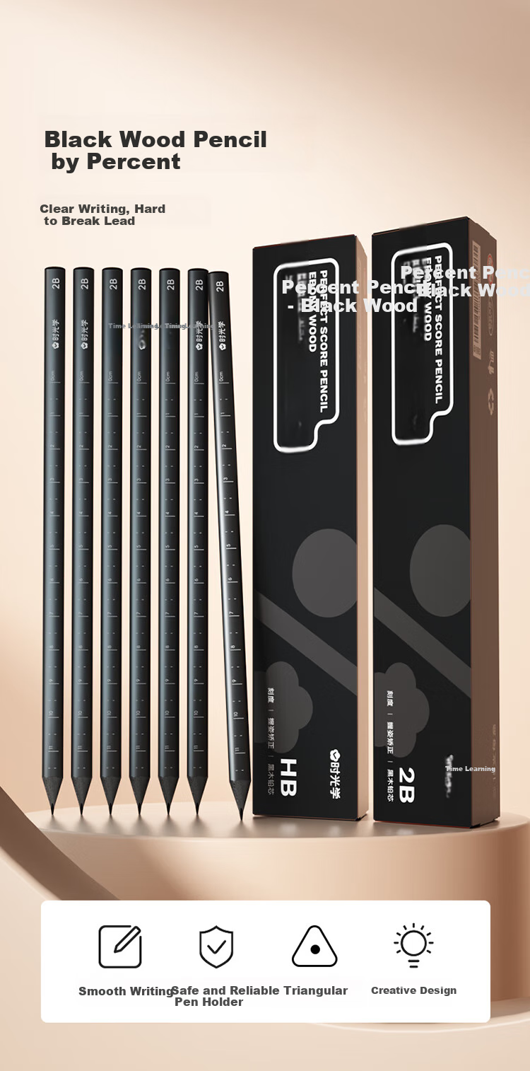 [ SHIGUANGXUE ] HB Thick White Pencil Set with Eraser And Cap, Name Stickers for Primary School Students in Grades 1-3, Graphite Pencils for Children And Kindergarten Stationery Supplies 1
