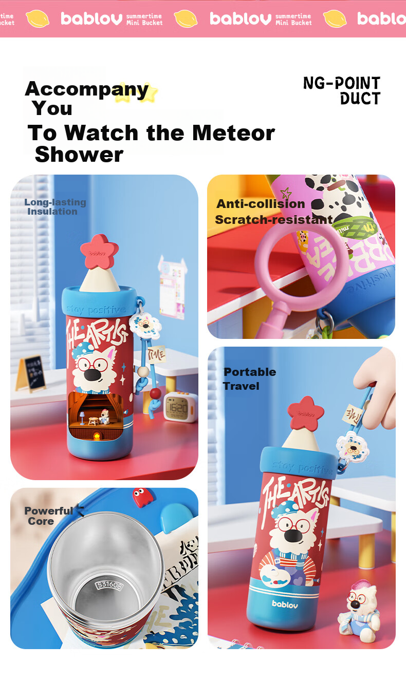 BABLOV Huaban Sen Insulated Water Bottle for Women High-Value Large Capacity Student Portable Straw Cup 2
