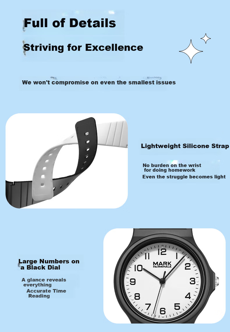 MARK FAIRWHALE Watch for Middle And High School Students, Men And Women, Exam-Specific Watch, Silent Waterproof National Watch, Student Birthday Gift 17