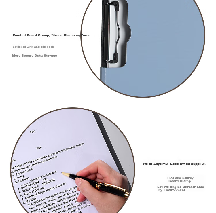 TANGO Office Folder Board, Folding Clipboard, Secretary Clip, Meeting Folder, File Board, Document Holder, Signature Pad, Horizontal Thickened And Hardened, Light Blue 3