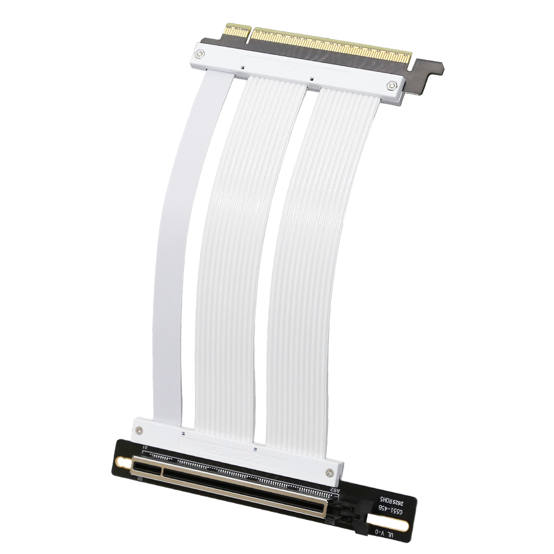 GIGA-MEGA PCIe 5.0 X16 High-Speed Lossless Dual-Layer Flexible 90-Degree PCIe 5 Extension Cable Compatible with 5090 Graphics Cards ATX Case 90-Degree 18cm White