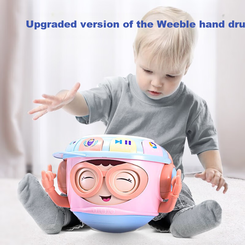 Xinge Baby Hand Drum, Early Education, Winking Roly-Poly, Chewable Music, for 0-1 Year Old Newborns, Girls' Birthday Gift