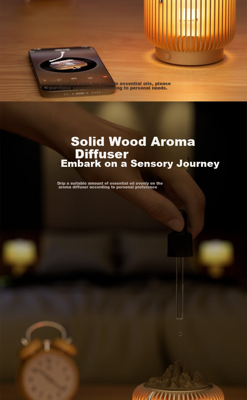 Kuangxiang Aroma Diffusing Bluetooth Speaker, Sound Atmosphere Lamp Flame Lamp Solid Wood Fragrance Dispenser for Living Room Bedroom Study Decoration, Birthday Mid-Autumn Festival Gift for Boyfriend Girlfriend 4