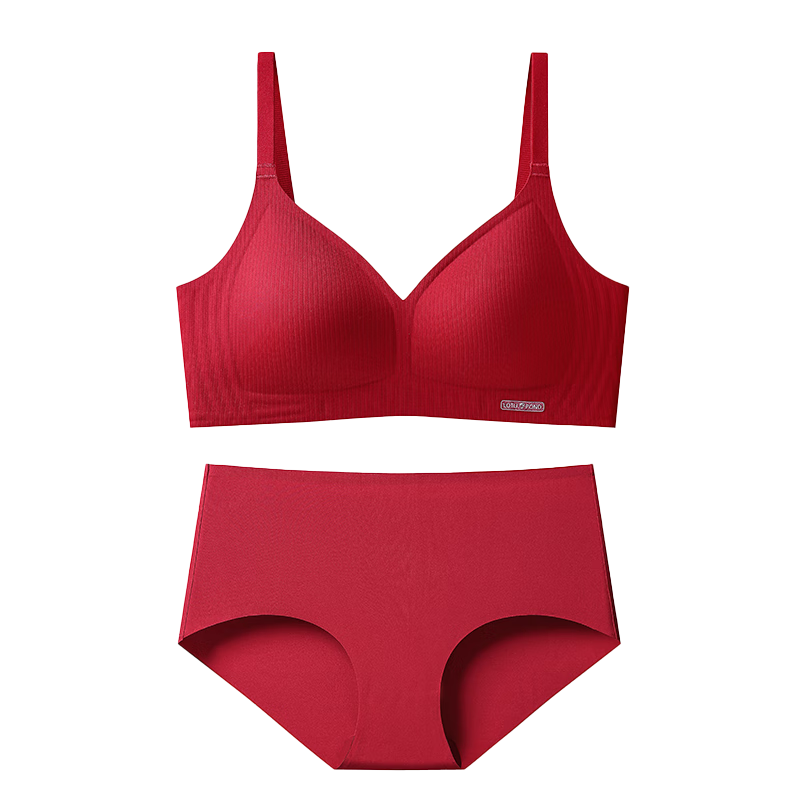 LangSha Red Underwear Set for the Year of the Horse - Women's Bra, Underwear, and Socks Gift Box for New Brides and Festive Weddings