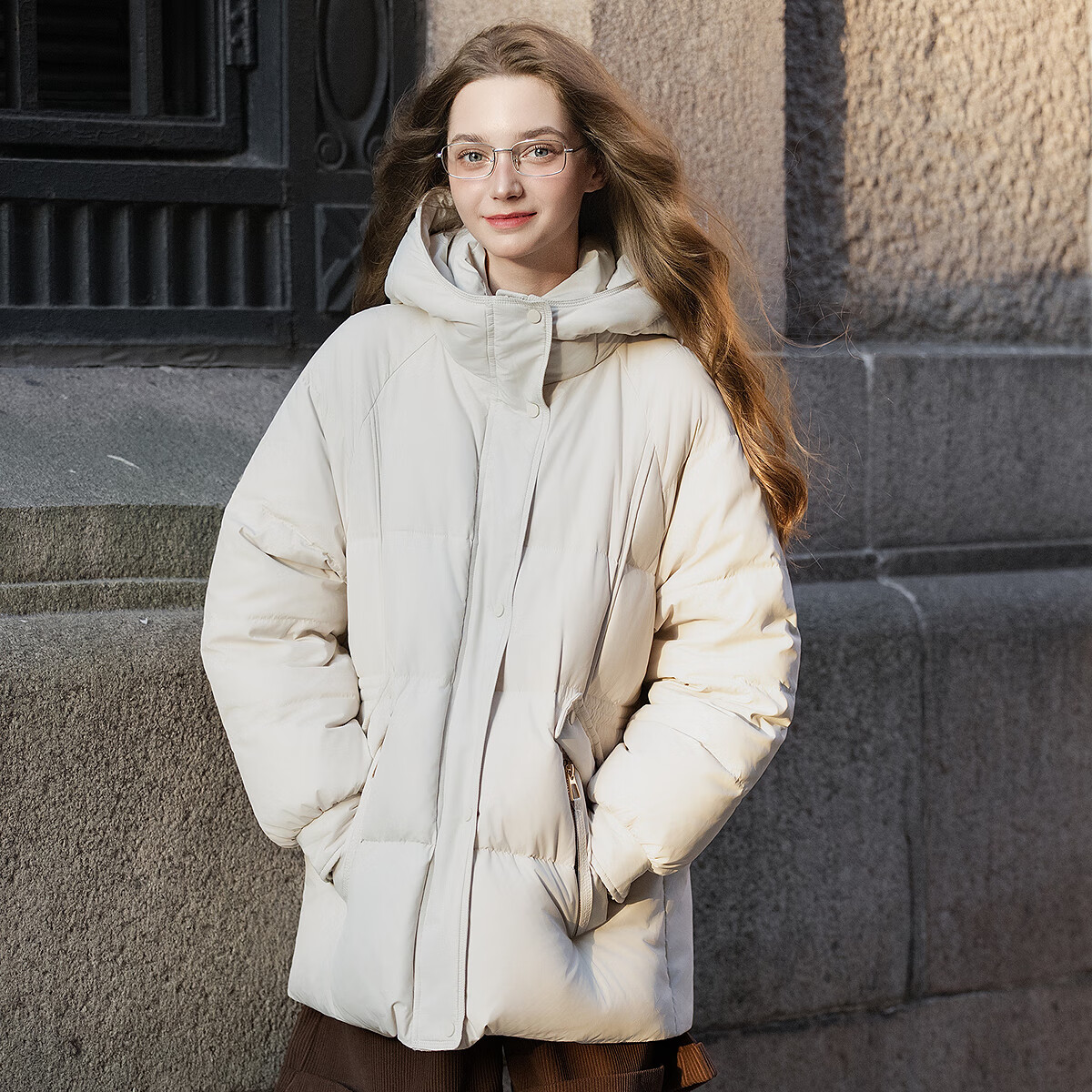 TonLion 2025 Winter Women's Hooded Waist-Cinched Long Down Jacket
